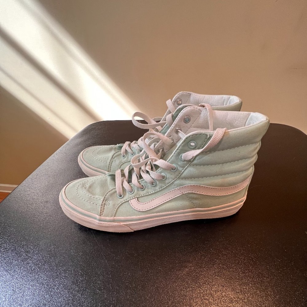 Vans high top size 9 women 7.5 men mint green sneakers